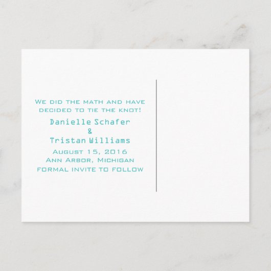 Carte Postale Faire-part Graphique de mathématiques cardiaques turquoises E (Dos)