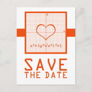 Carte Postale Faire-part Graphique en mathématiques de coeur orange Enregis