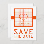 Carte Postale Faire-part Graphique en mathématiques de coeur orange Enregis (Devant / Derrière)