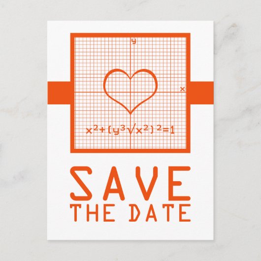 Carte Postale Faire-part Graphique en mathématiques de coeur orange Enregis (Devant)