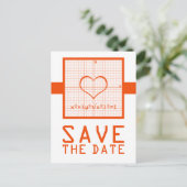 Carte Postale Faire-part Graphique en mathématiques de coeur orange Enregis (Debout devant)