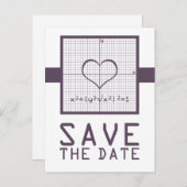 Carte Postale Faire-part Graphique en mathématiques de coeur violet Enregis (Devant / Derrière)