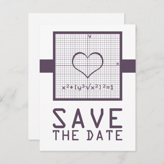 Carte Postale Faire-part Graphique en mathématiques de coeur violet Enregis (Devant / Derrière)