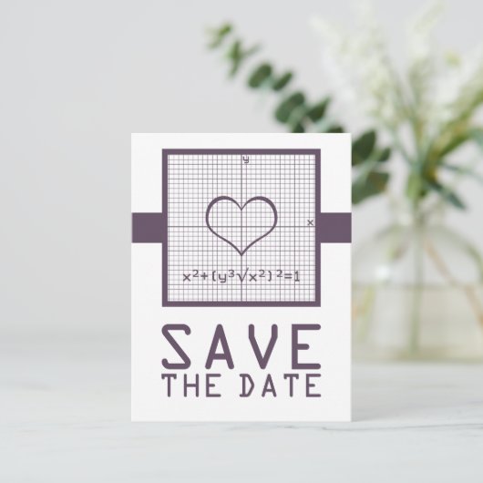 Carte Postale Faire-part Graphique en mathématiques de coeur violet Enregis (Debout devant)