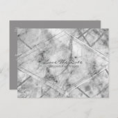 Carte Postale Faire-part Gray & Marbre blanc Glam Élégant Enregistrer la da (Devant / Derrière)