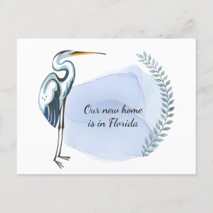 Carte Postale Faire-part Great Blue Heron Florida Nouveau domicile Changeme