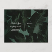 Carte Postale Faire-part Green & Black Chic Tropical Feuilles Sauvez la dat (Dos)