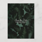 Carte Postale Faire-part Green & Black Chic Tropical Feuilles Sauvez la dat (Devant)
