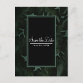 Carte Postale Faire-part Green & Black Chic Tropical Feuilles Sauvez la dat (Devant)