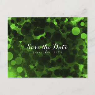 Carte Postale Faire-part Green & Black Dots Modern Party Enregistrer la dat