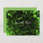 Carte Postale Faire-part Green & Black Dots Modern Party Enregistrer la dat (Devant / Derrière)