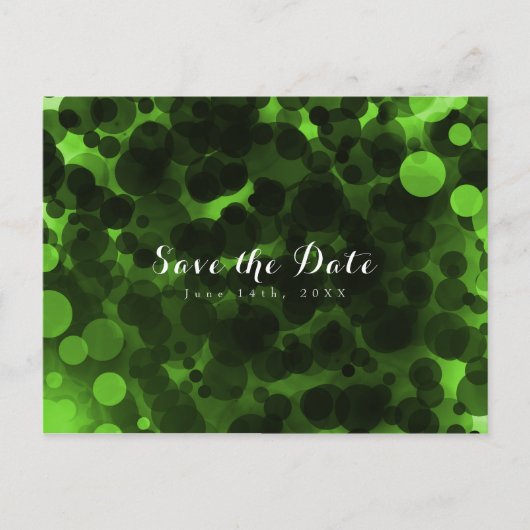 Carte Postale Faire-part Green & Black Dots Modern Party Enregistrer la dat (Devant)