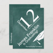 Carte Postale Faire-part Green Chalkboard Trendy Enregistrer La Date Gradua (Devant / Derrière)