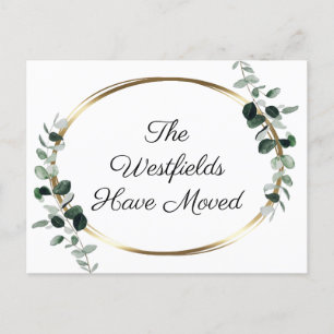 Carte Postale Faire-part Green Eucalyptus Gold Metallic Nouvelle adresse