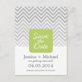 Carte Postale Faire-part Green Grey Ombre Chevron Mariage Enregistrer La Da (Devant)