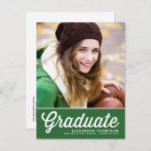 Carte Postale Faire-part Green Retro Script Class of 2023 Photo Graduation (Devant / Derrière)
