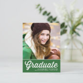 Carte Postale Faire-part Green Retro Script Class of 2023 Photo Graduation (Debout devant)