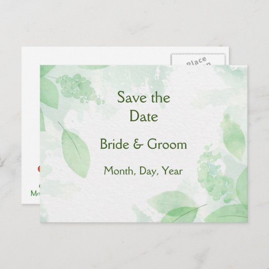 Carte Postale Faire-part Greenery Botanical Foliage Save the Date Nature (Devant / Derrière)