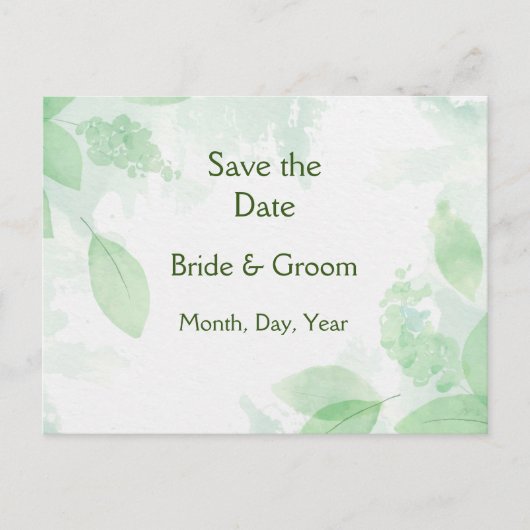 Carte Postale Faire-part Greenery Botanical Foliage Save the Date Nature (Devant)
