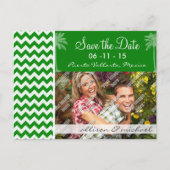 Carte Postale Faire-part Grilles de Chevron Vert ; Palmier D'Été (Devant)