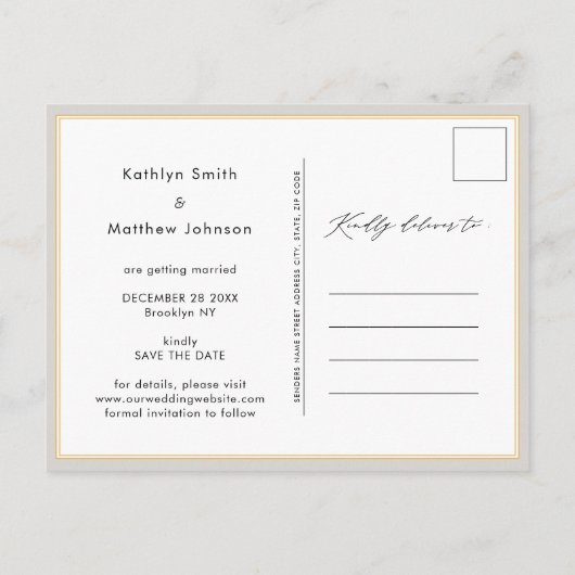 Carte Postale Faire-part Gris Élégant Script Photo Mariage Enregistrer La D (Dos)