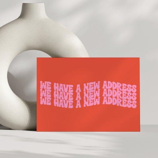 Carte Postale Faire-part Groovy Retro Rose Orange Nous Avons Déménagé Nouve