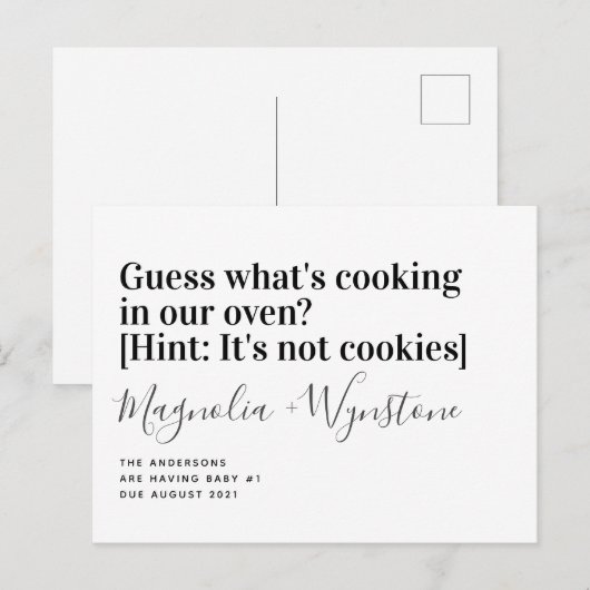 Carte Postale Faire-part Grossesse de la typographie (Devant / Derrière)