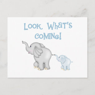 Carte Postale Faire-part Grossesse d'éléphant bleu