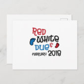 Carte Postale Faire-part Grossesse du 4 juillet Enceinte Rouge Blanc Pour F (Devant / Derrière)