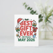 Carte Postale Faire-part Grossesse Noël Meilleur Cadeau Jamais Arrivée Mai (Debout devant)