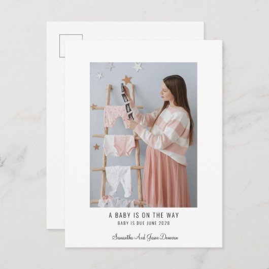 Carte Postale Faire-part Grossesse photo mignonne (Devant / Derrière)