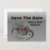 Carte Postale Faire-part grunge Motorcyle Biker Mariage enregistrer la date (Devant / Derrière)
