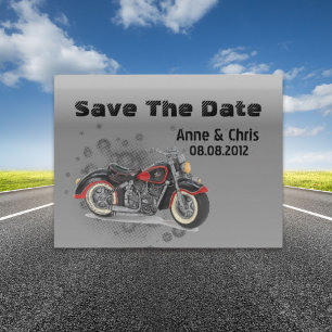 Carte Postale Faire-part grunge Motorcyle Biker Mariage enregistrer la date