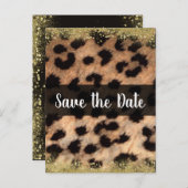 Carte Postale Faire-part Guépard Léopard Impression Animale Or Enregistrer  (Devant / Derrière)