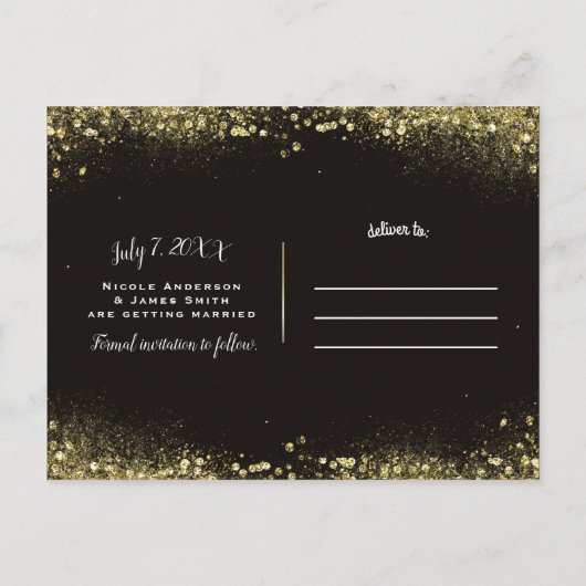 Carte Postale Faire-part Guépard Léopard Imprimé Animal Doré Enregistrer la (Dos)