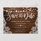 Carte Postale Faire-part Guirlande de lumières en bois rustique Mariage Enr (Devant)