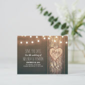 Carte Postale Faire-part Guirlande lumineuse coeur sculpté rustique save th (Debout devant)