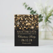 Carte Postale Faire-part Guirlande Lumineuse de Fête de Noël en Or "Save Th (Debout devant)
