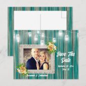 Carte Postale Faire-part Guirlande lumineuse de maison de plage chic bois b (Devant / Derrière)