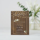 Carte Postale Faire-part Guirlande Lumineuse Dorée en Arches Rustiques Magn (Debout devant)