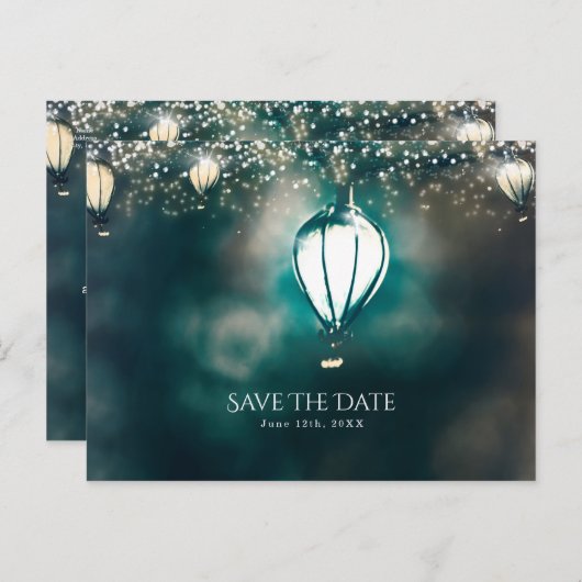 Carte Postale Faire-part Guirlandes de l'été Enchanté Enregistrer la date (Devant / Derrière)