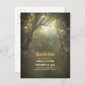 Carte Postale Faire-part Guirlandes lumineuses de forêt rustique pour annon (Devant / Derrière)