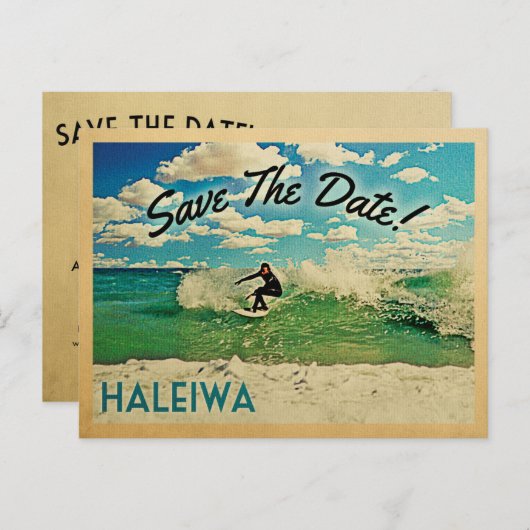 Carte Postale Faire-part Haleiwa Enregistrer La Date Oahu Hawaii Surf (Devant / Derrière)