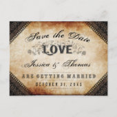 Carte Postale Faire-part Halloween Brown gothique AMOUR Enregistrer la date (Devant)