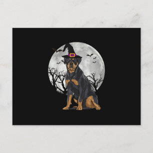 Carte Postale Faire-part Halloween Casquette de sorcière de chien de Rottwe