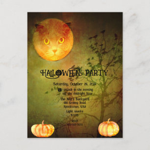 CARTE POSTALE FAIRE-PART HALLOWEEN JARDIN