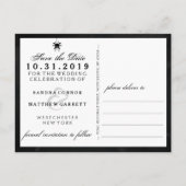 Carte Postale Faire-part Halloween Mariage noir blanc Skeletons amusants (Dos)