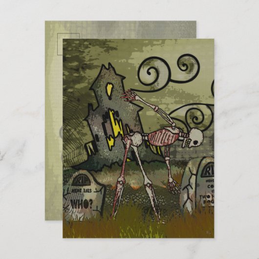 Carte Postale Faire-part HALLOWEEN Whimsical Graveyard de minuit (Devant / Derrière)