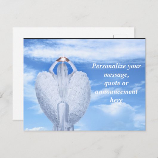 Carte Postale Faire-part Halo d'ange et ailes personnalisés (Devant / Derrière)