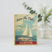 Carte Postale Faire-part Hampton Enregistrer La Date Voilier Nautique (Debout devant)